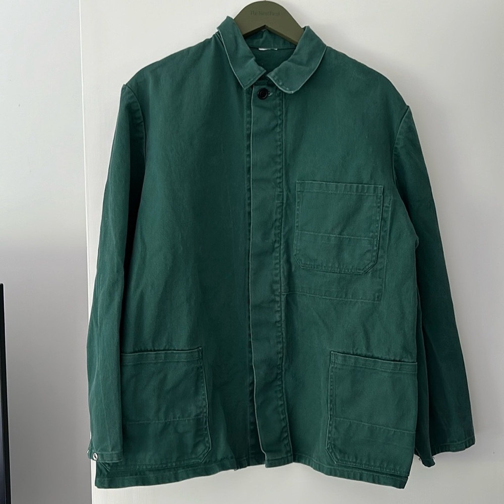Vintage military hunter green chore jacket